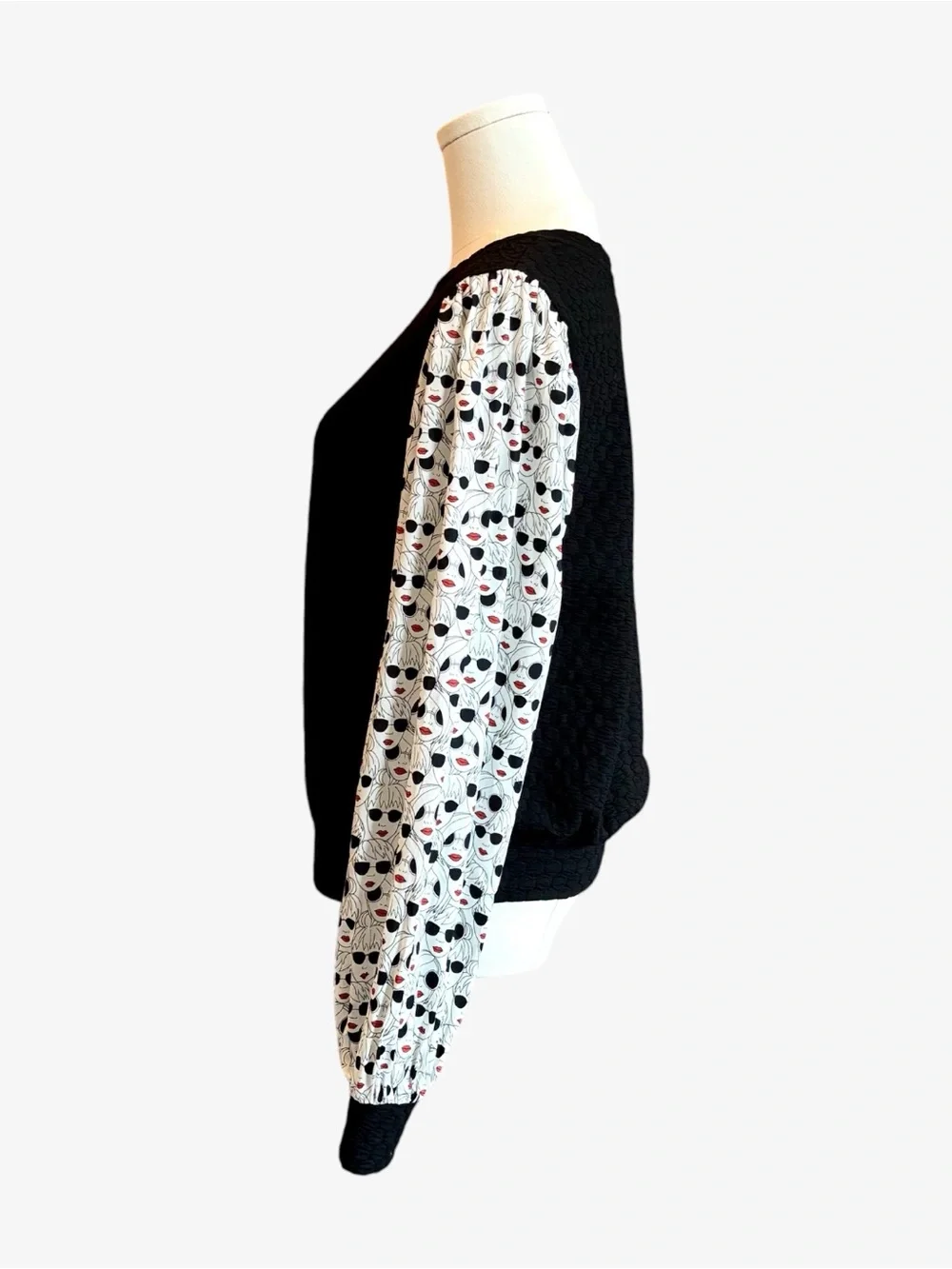 Porridge Anthropologie Puff Balloon Sleeve Quilted Blouse NWT White Black Small